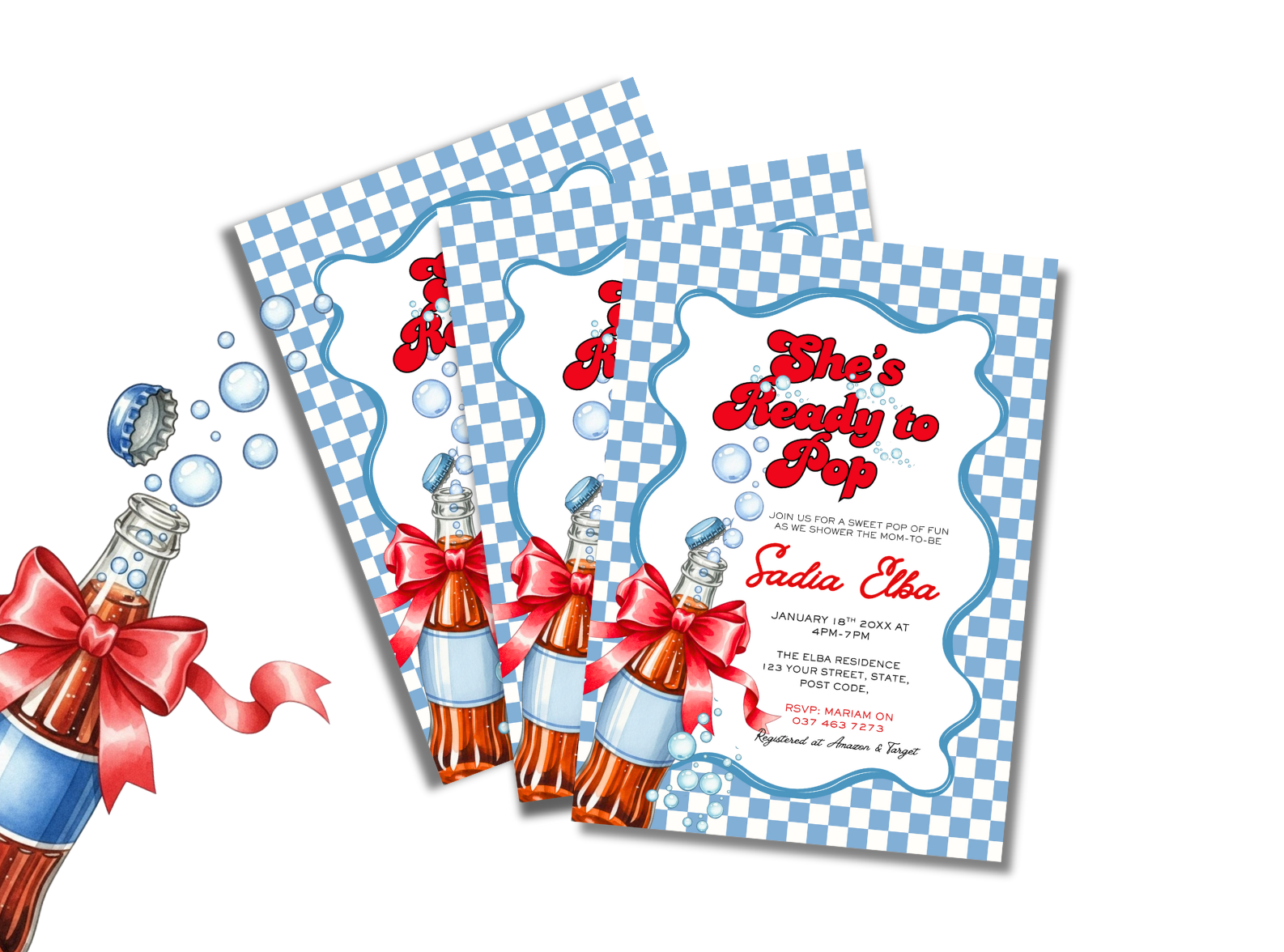 She's Ready to Pop Baby Shower Invitation Cards