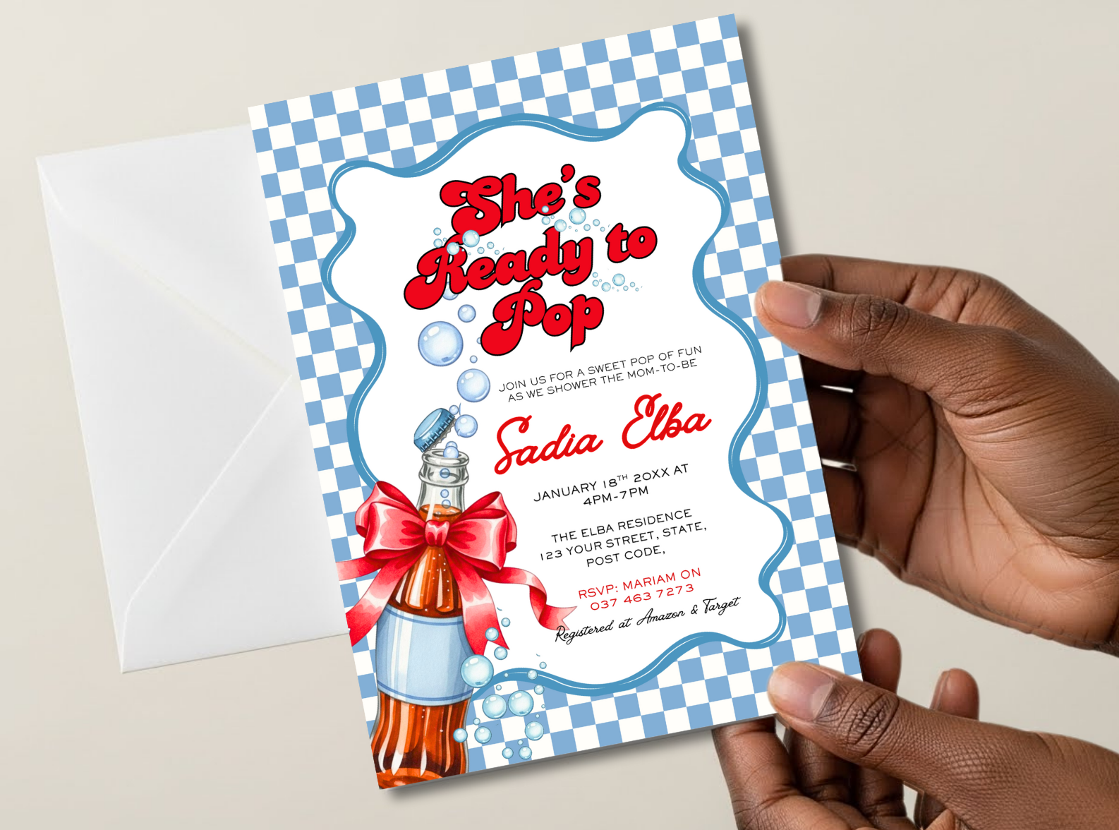 She's Ready to Pop Baby Shower Invitation Cards