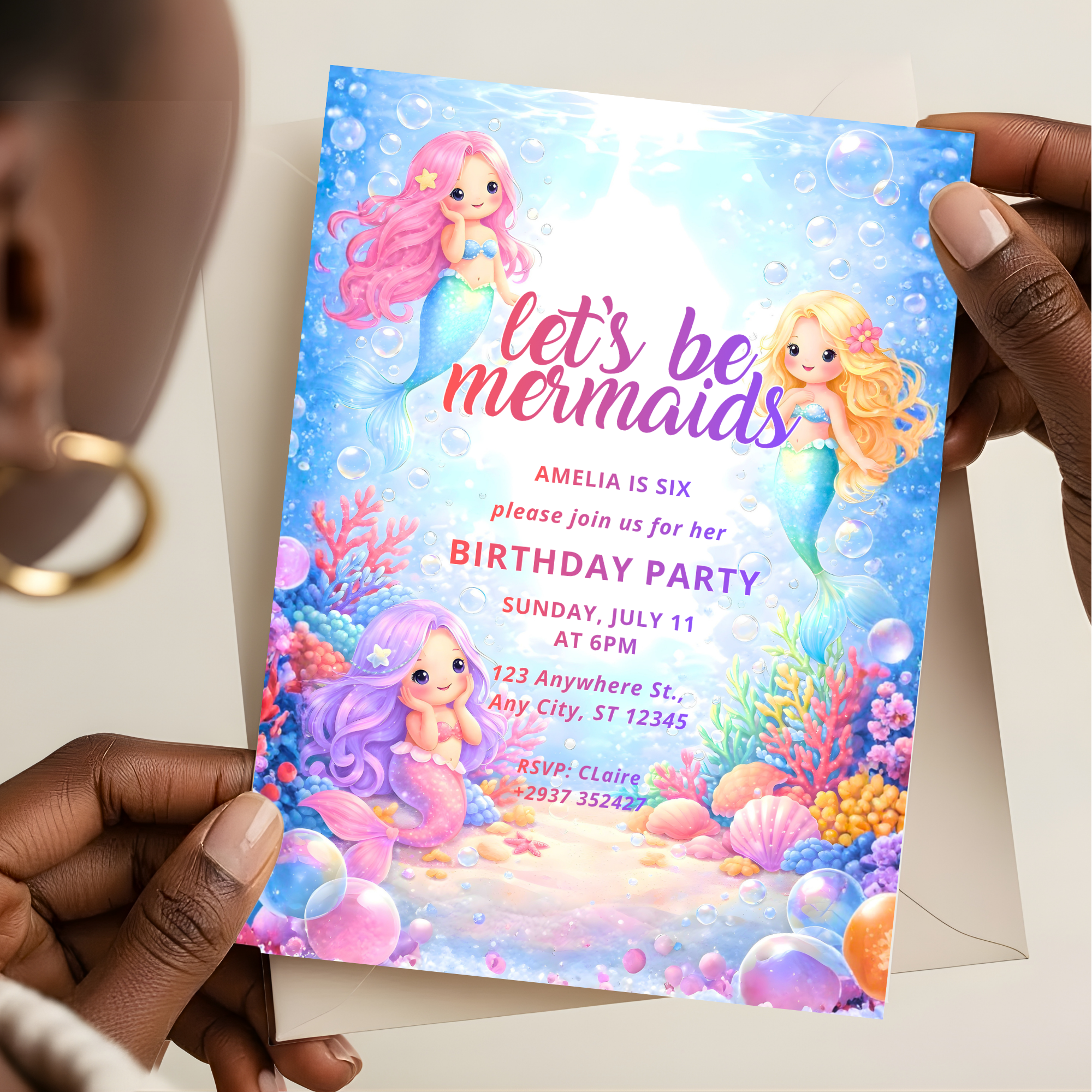 Mermaid Birthday Invitation