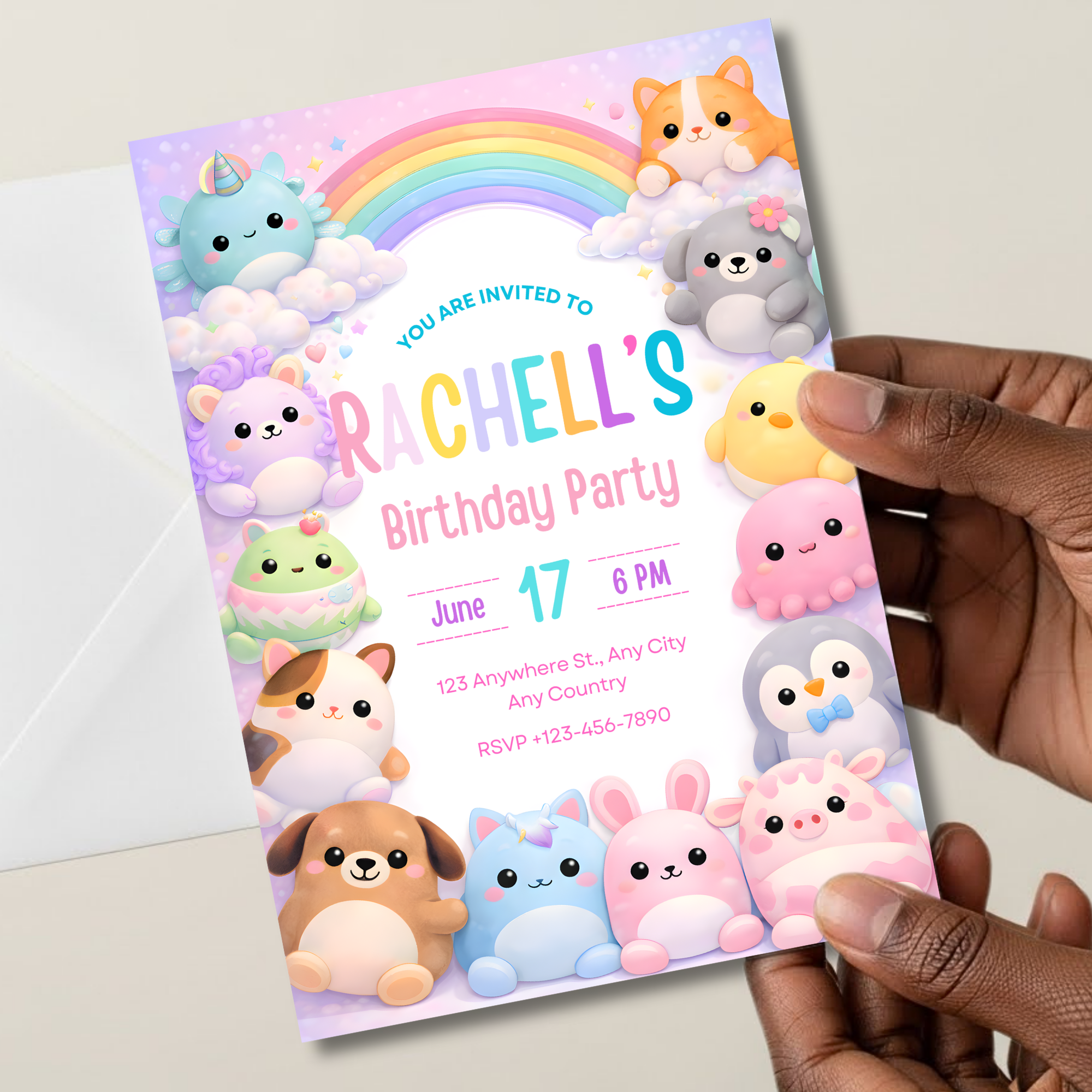 Squishmallow Birthday Invitation: Printable Girl Party Invite (Digital Download)