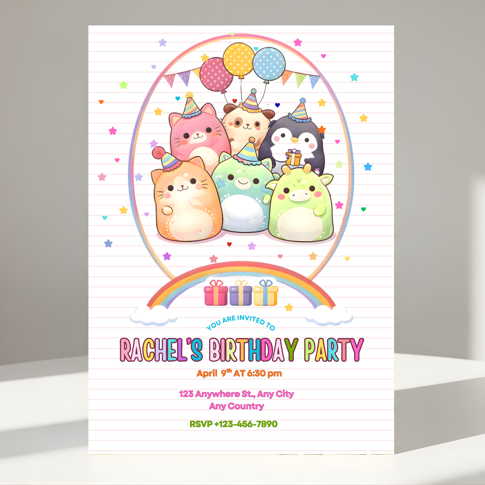 Squishmallow Birthday Invitation: Editable Canva Template (Digital Download)