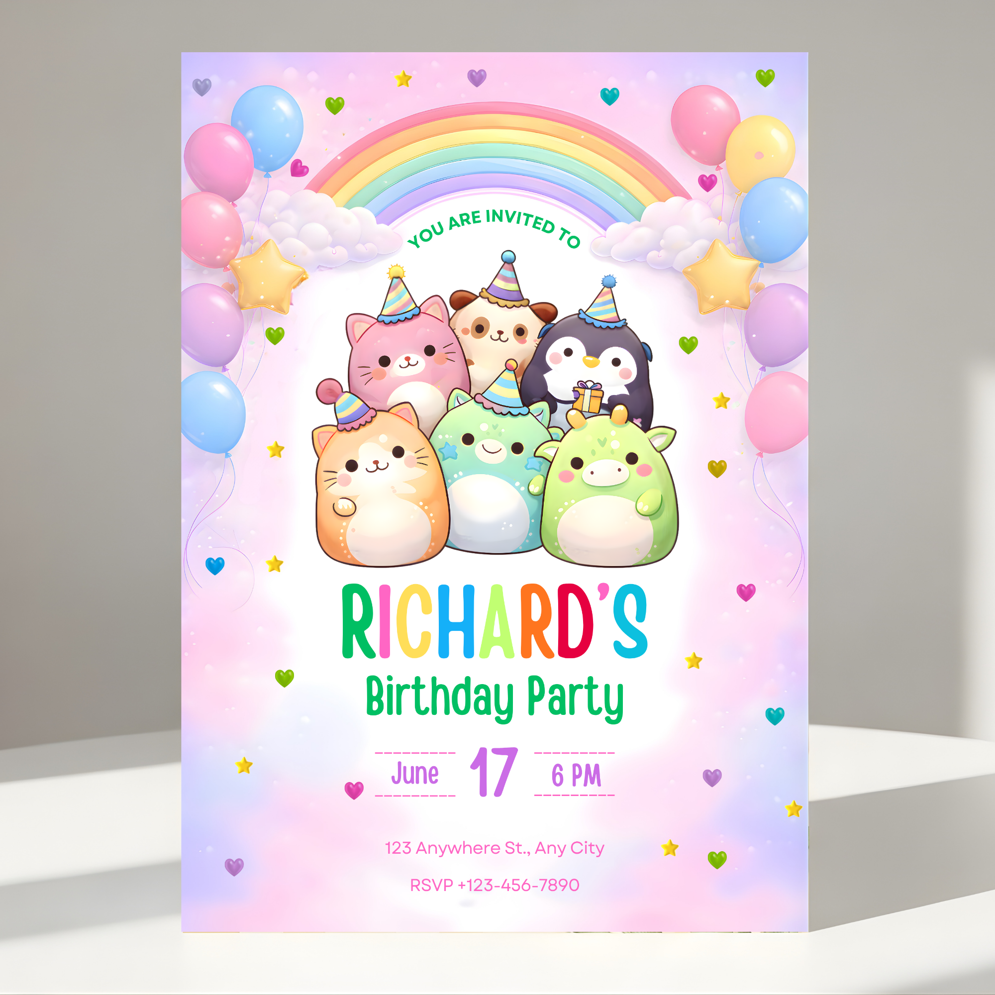 Squishmallow Birthday Invitation Template