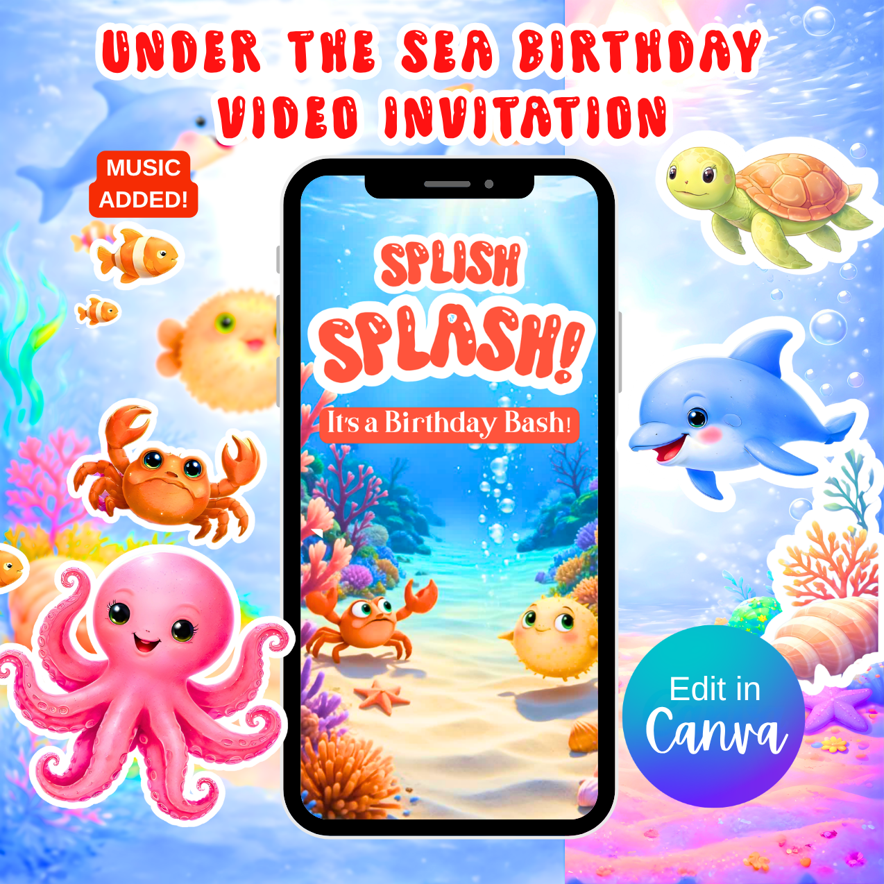 Under the Sea Birthday Video Invitation