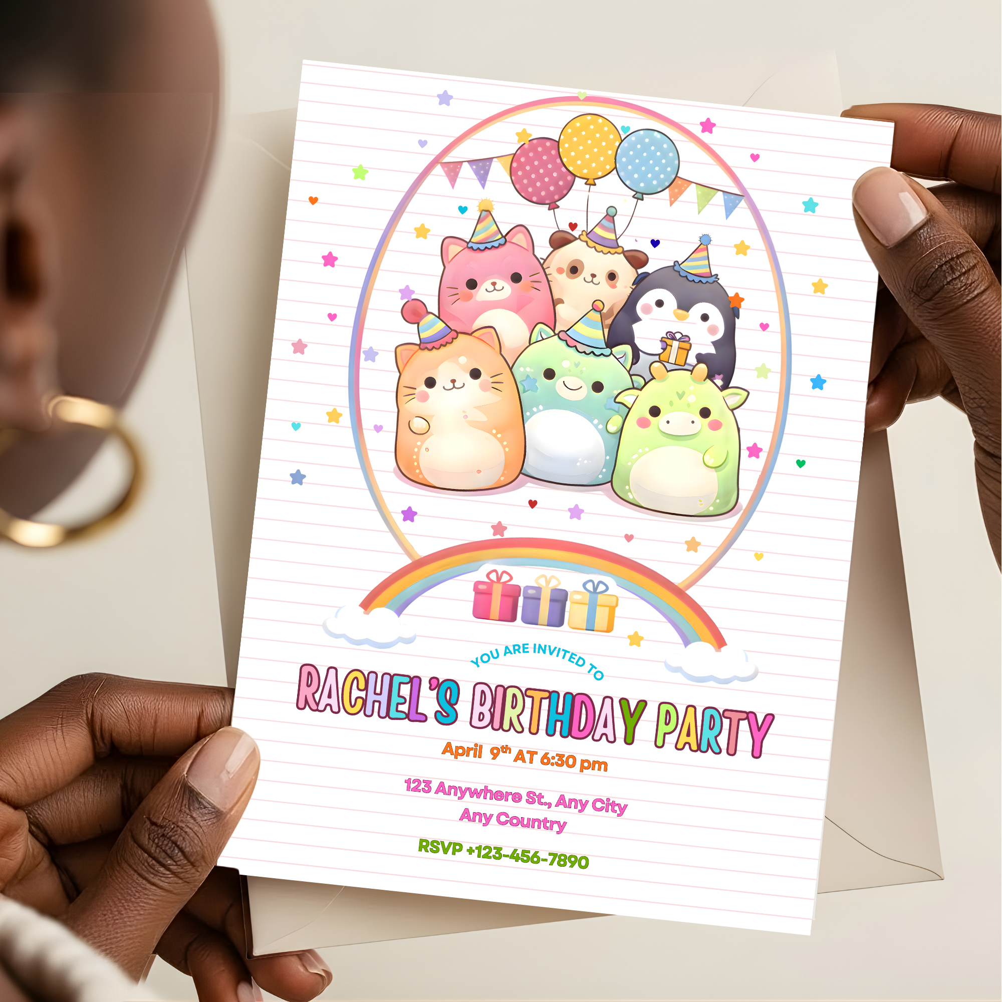 Squishmallow Birthday Invitation: Editable Canva Template (Digital Download)