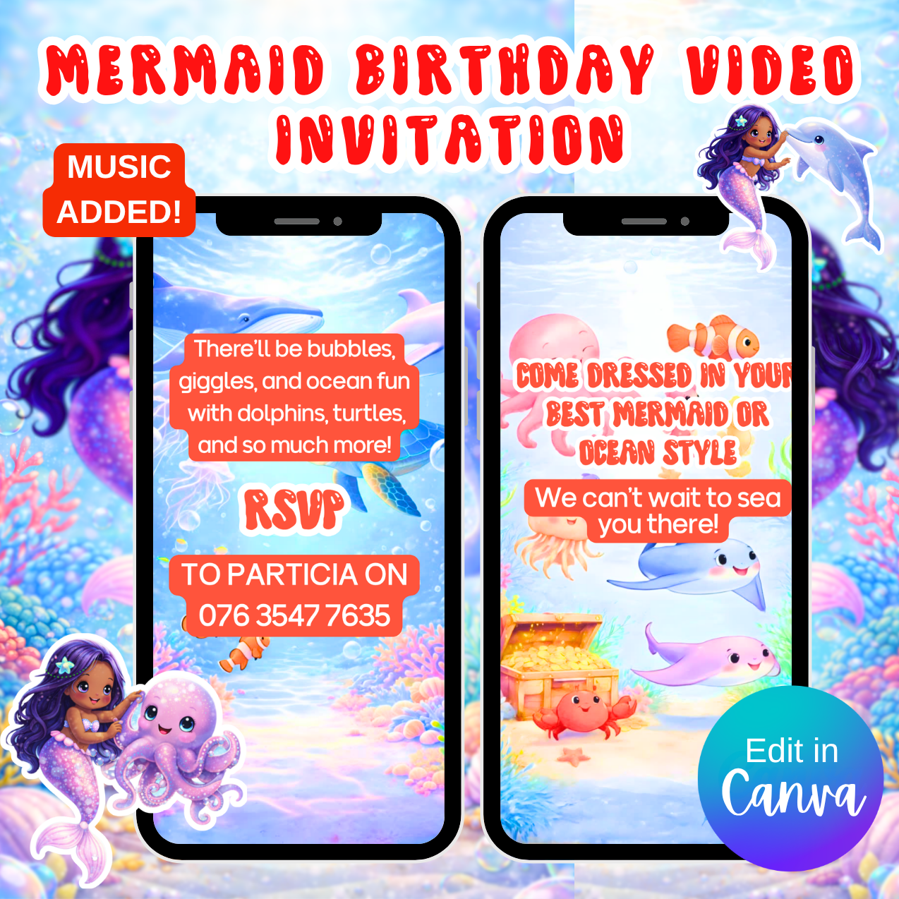 Mermaid Birthday Video Invitation