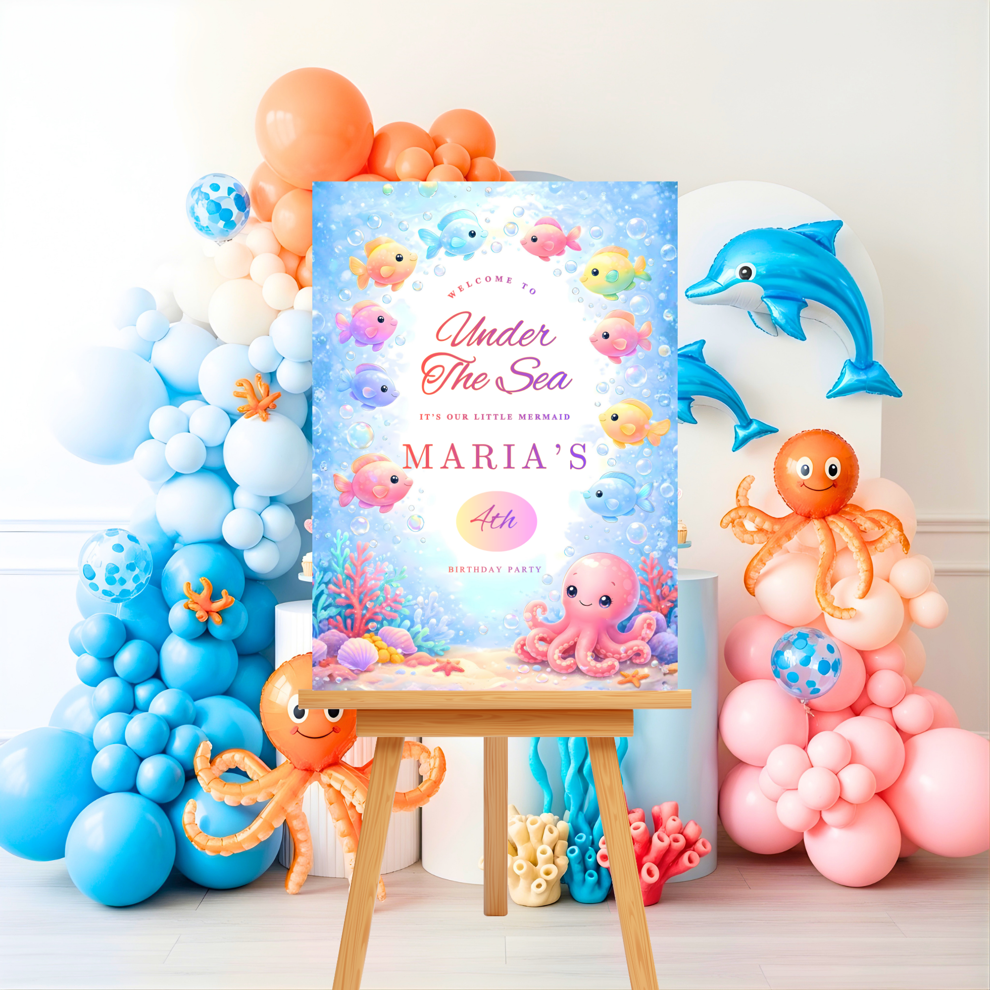 Under The Sea Mermaid Birthday Party Sign