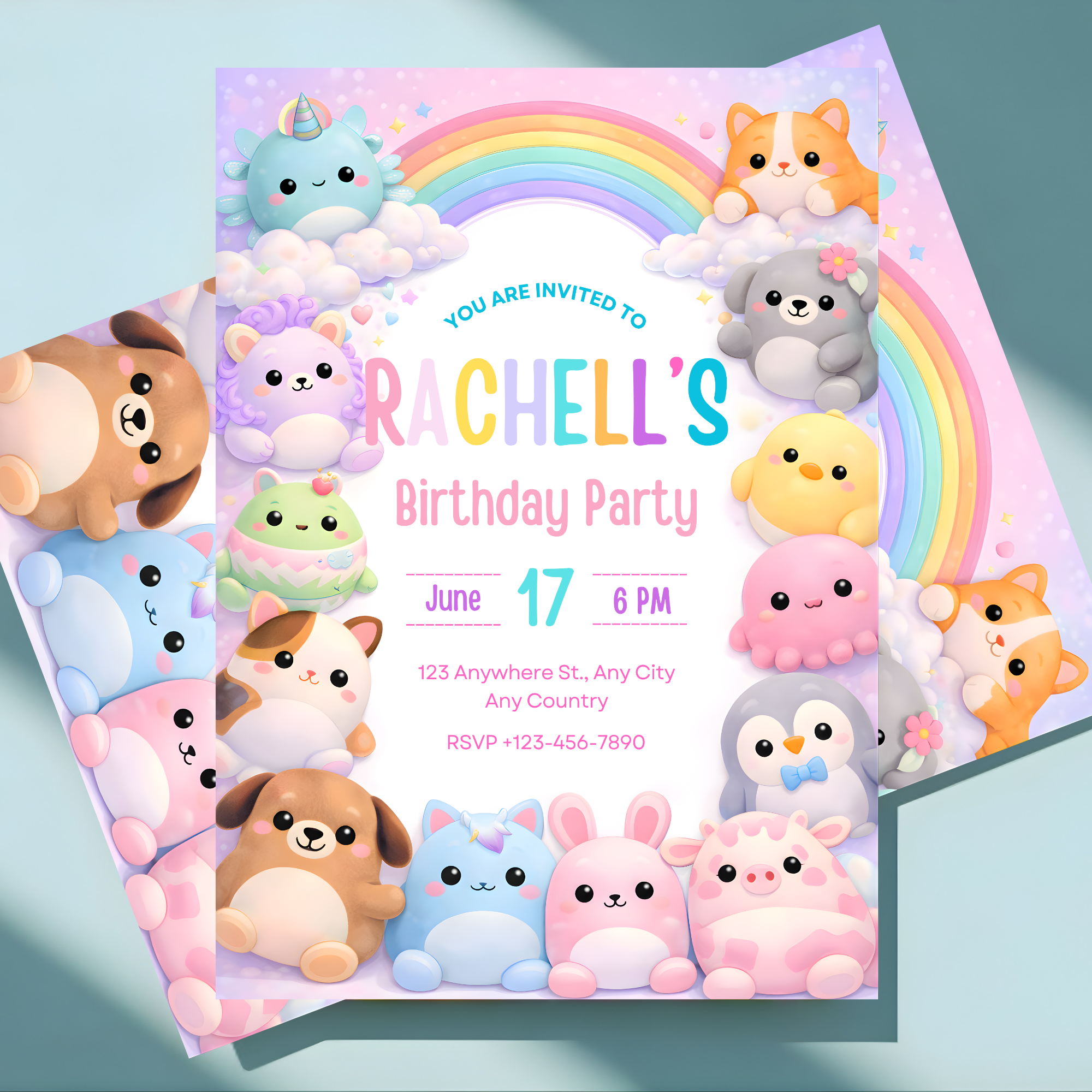 Squishmallow Birthday Invitation: Printable Girl Party Invite (Digital Download)