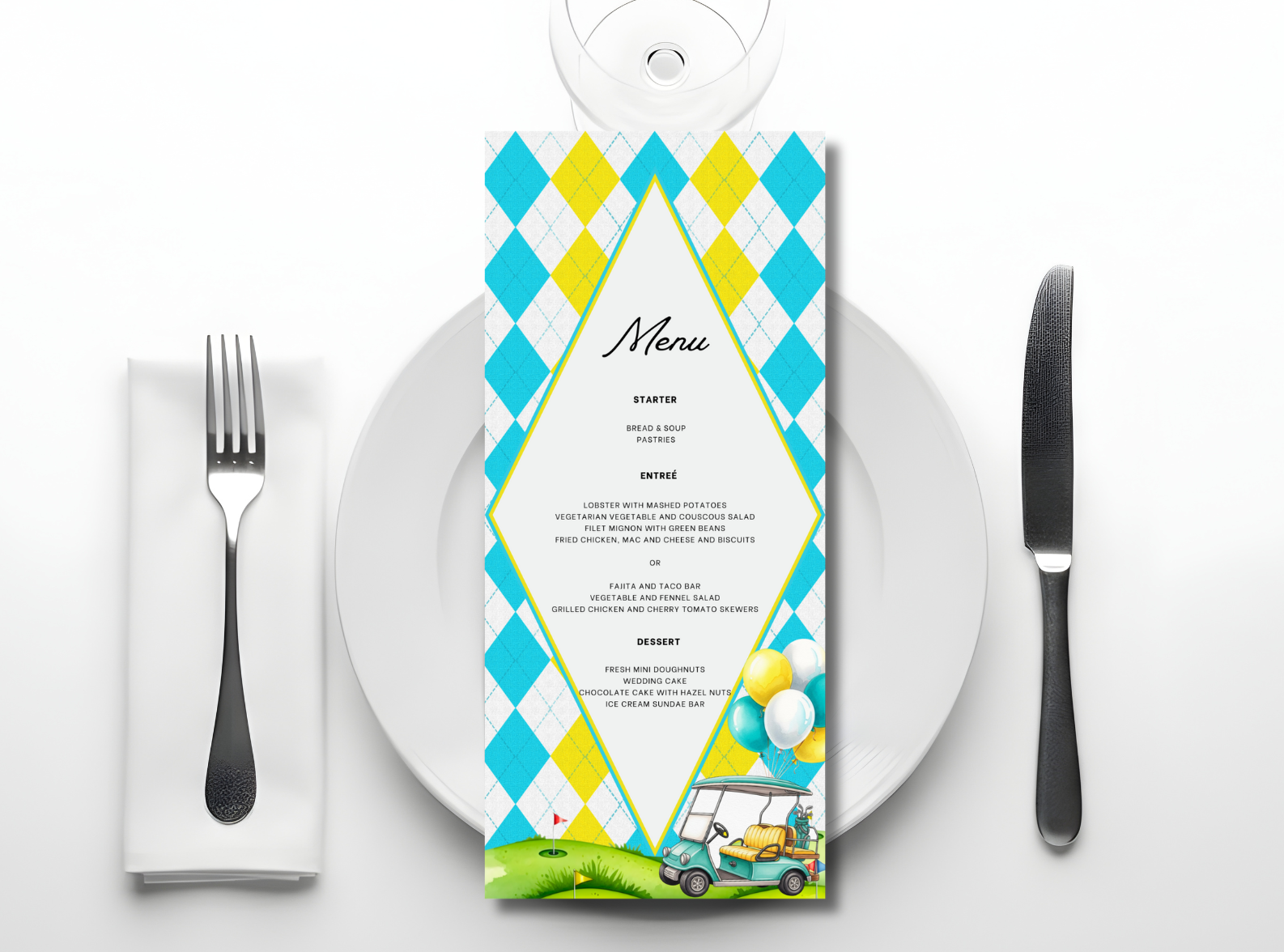 Golf Party Menu Template Printable 