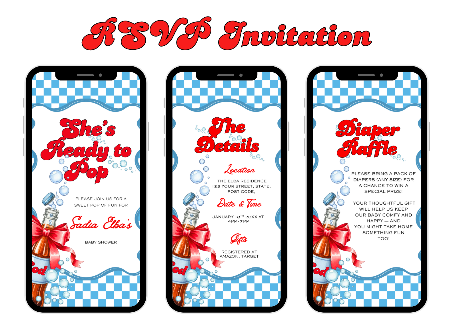 She’s Ready to Pop Mobile Animation Invitation with Music