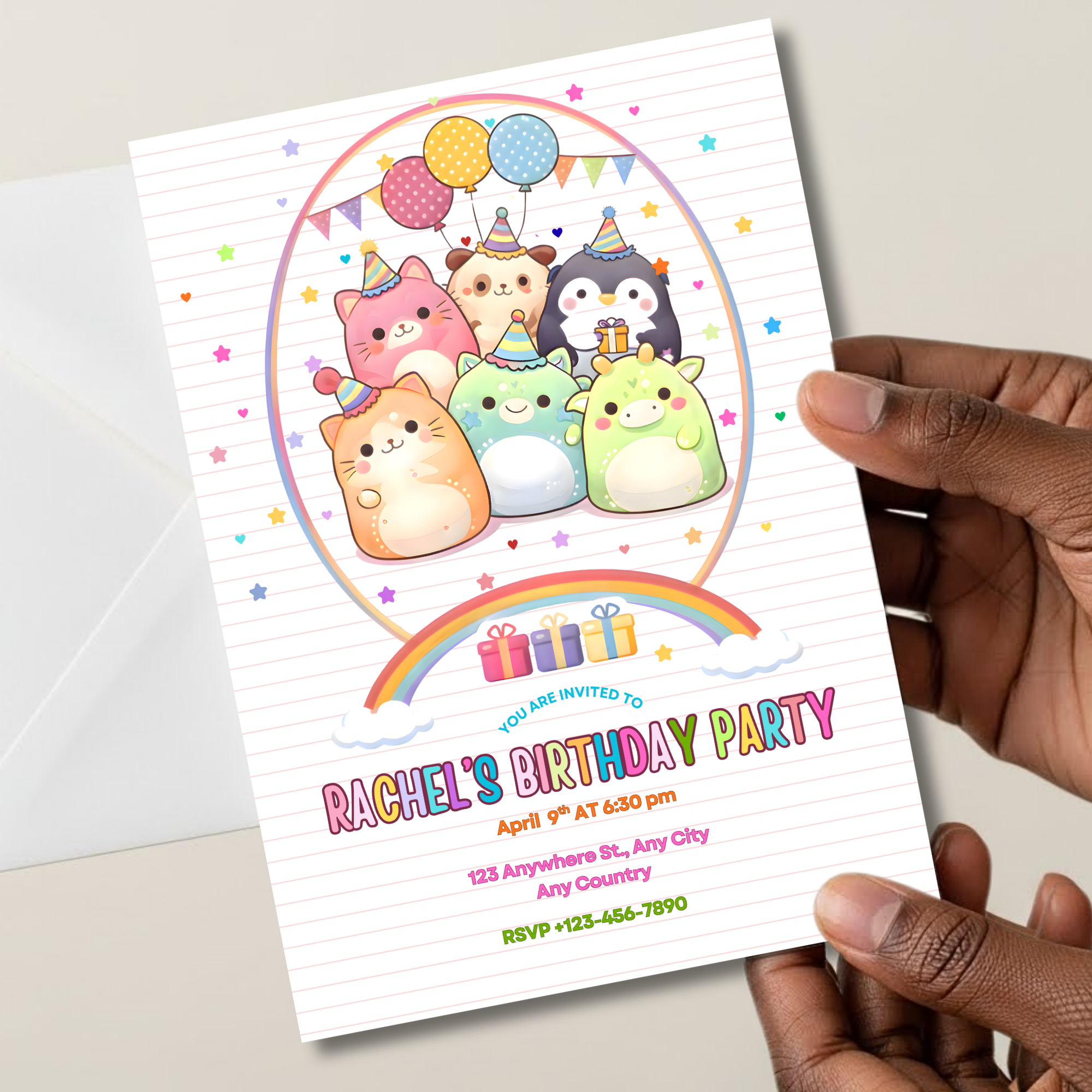 Squishmallow Birthday Invitation: Editable Canva Template (Digital Download)
