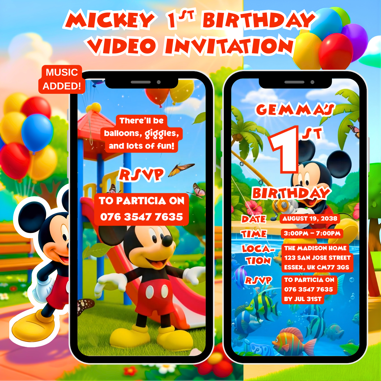 Mickey Mouse 1st Birthday Video Invitation 