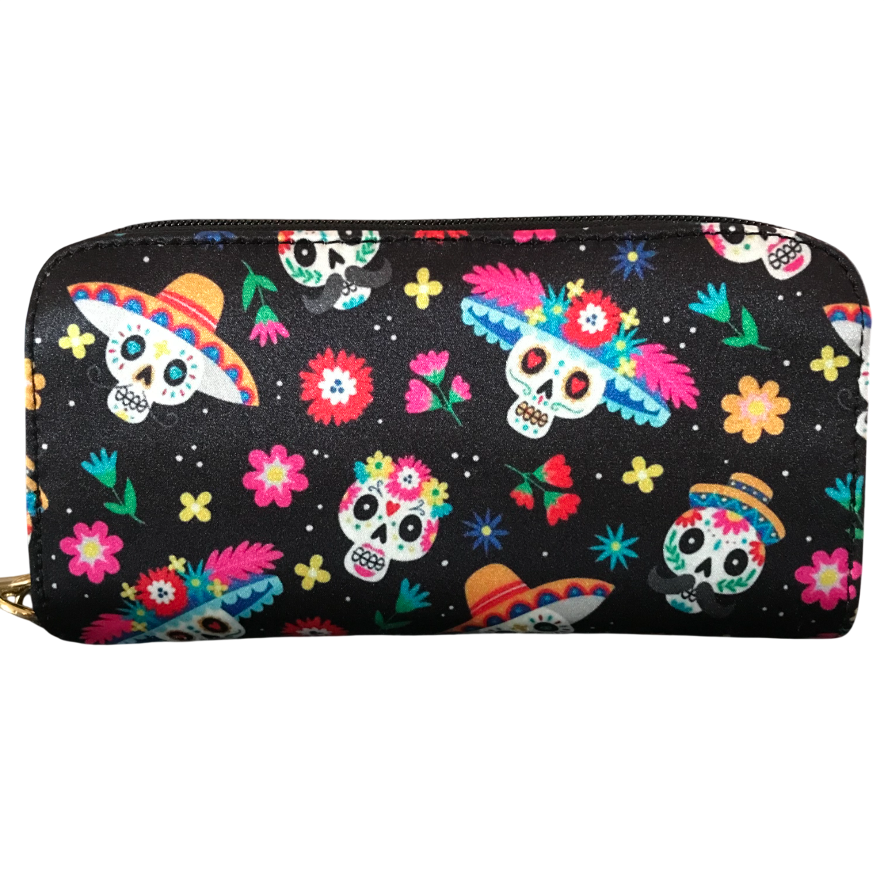 Cartera Doble Cierre Catrinas Negro