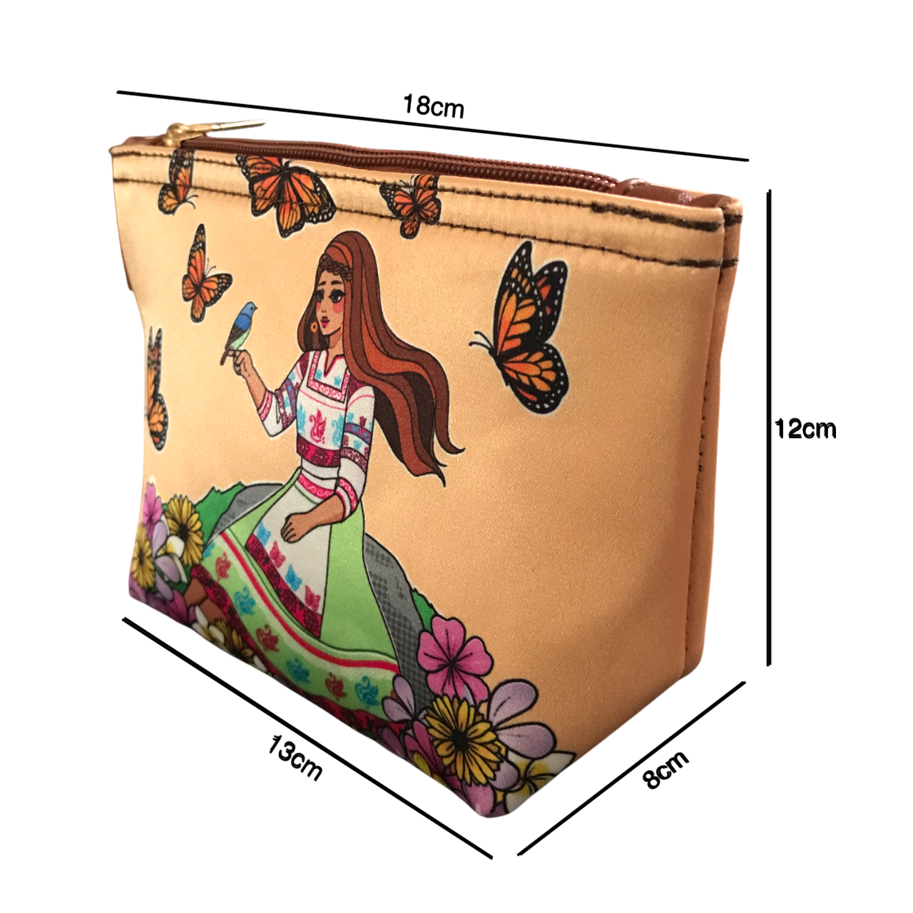 Cosmetiquera Mini Flores y Mariposas Monarcas