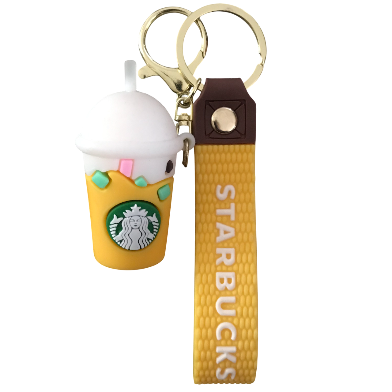 Llavero Starbucks Vaso Amarillo/Blanco