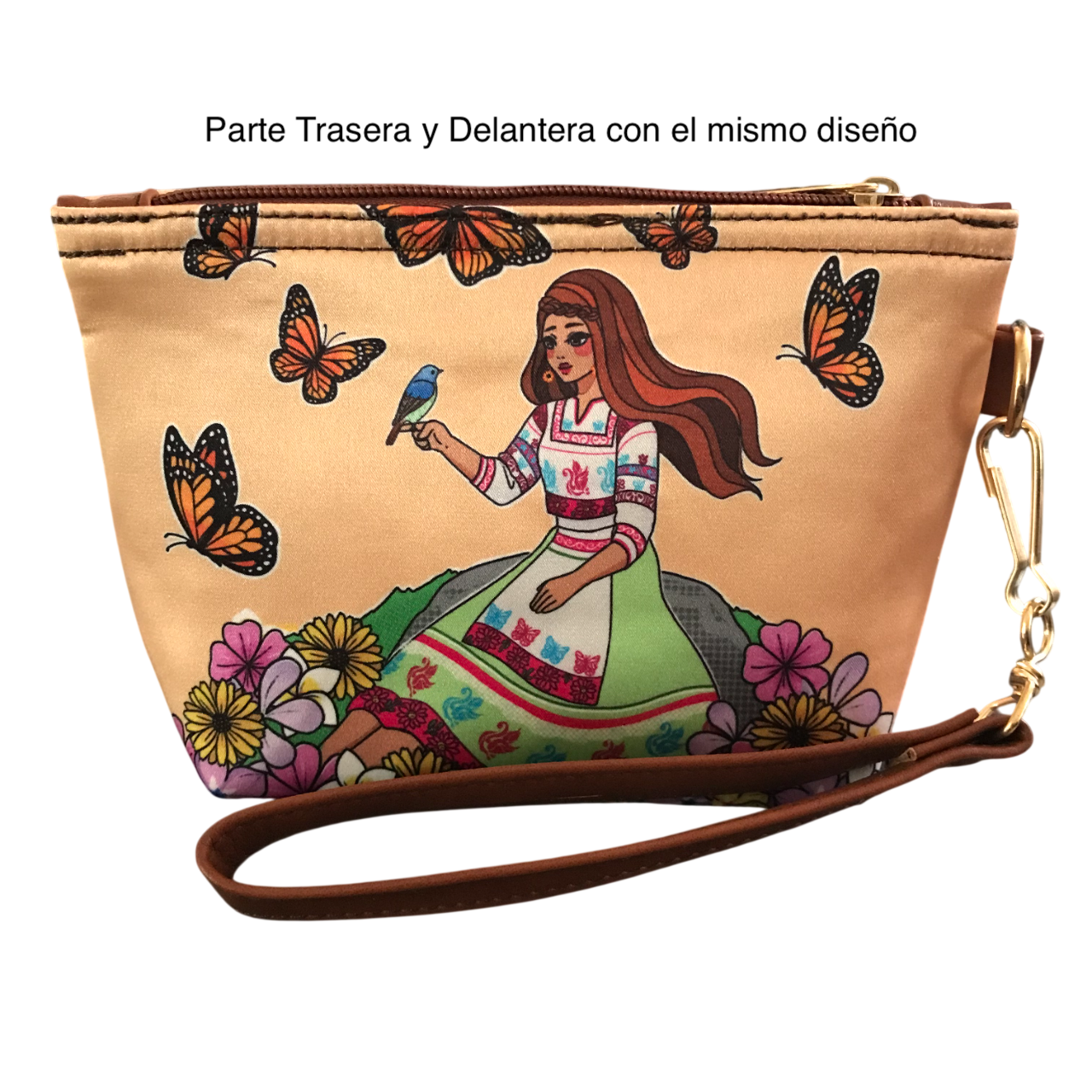 Cosmetiquera Mini Flores y Mariposas Monarcas