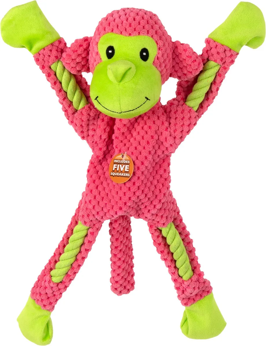 Brinquedo macaco com corda e 5 apitos - 37cm