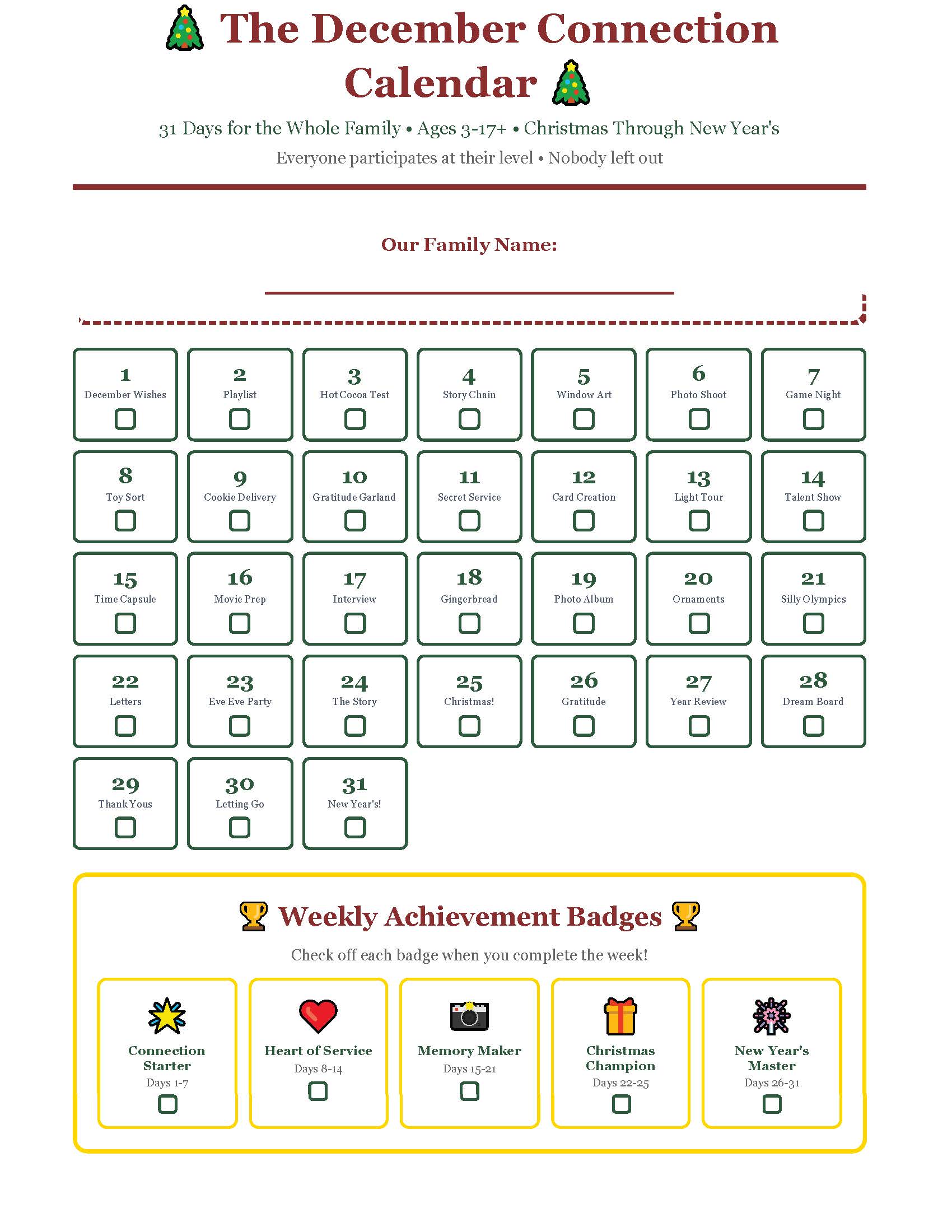 December - Sample Activity Pages