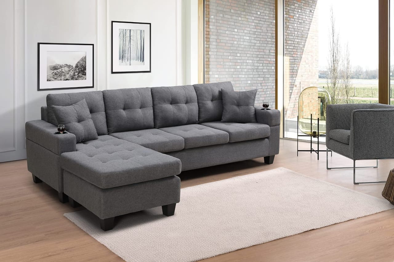 Brand new sectional sofa couch with cup holders