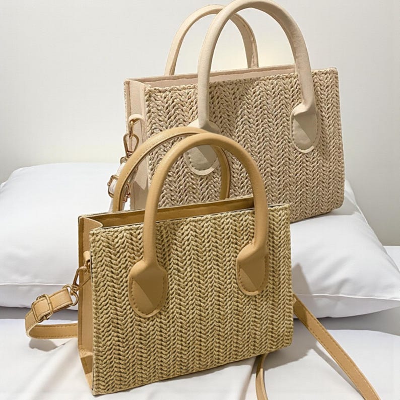 Straw Woven Crossbody Bag: Handmade Boho Summer Beach Purse