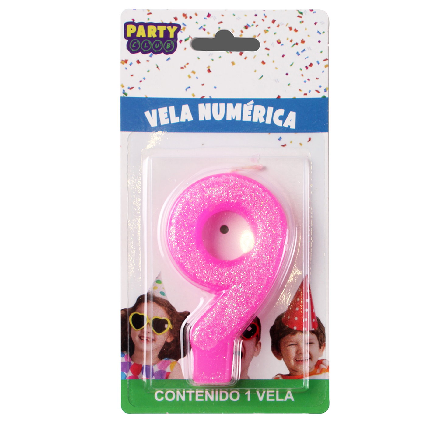Vela numérica rosa número 9