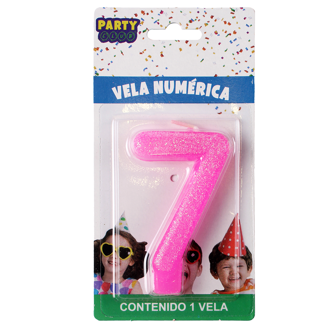 Vela numérica rosa número 7