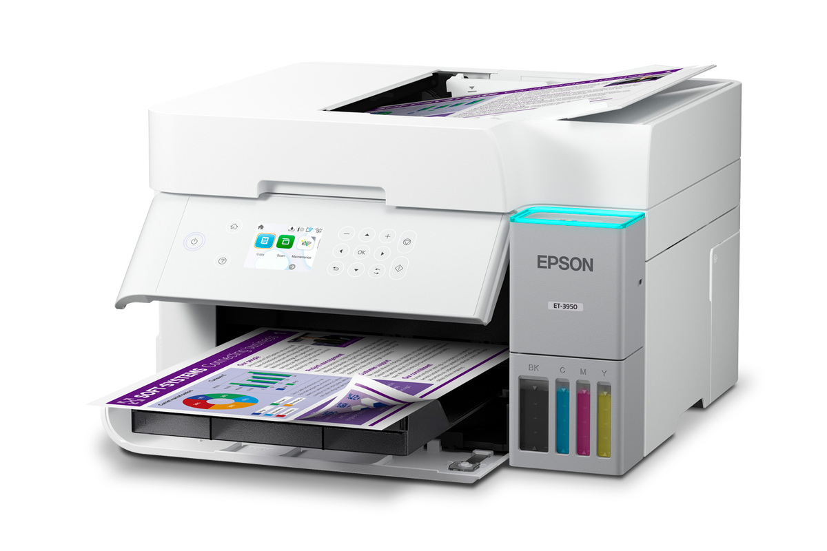 Epson EcoTank ET-3950 Wireless All-in-One Color Supertank Printer – White