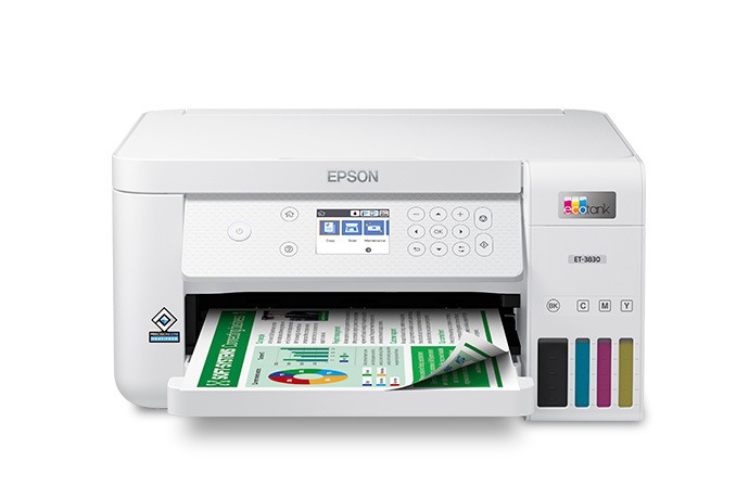 Epson EcoTank ET-3830 Wireless Color All-in-One Cartridge-Free Supertank Printer with Scan, Copy, Auto 2-sided Printing and Ethernet