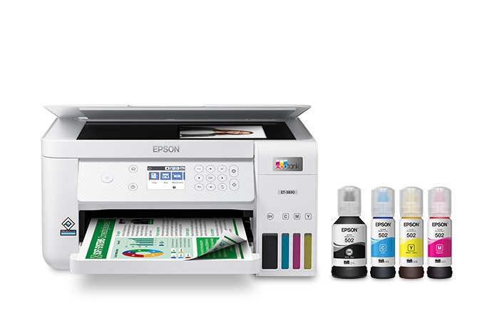 Epson EcoTank ET-3830 Wireless Color All-in-One Cartridge-Free Supertank Printer with Scan, Copy, Auto 2-sided Printing and Ethernet