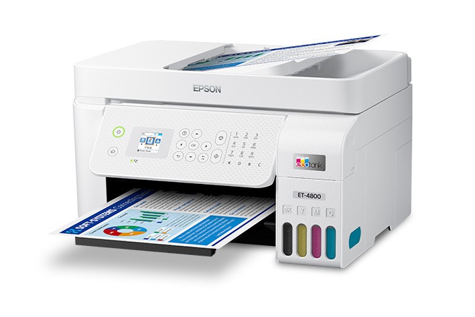 Epson EcoTank ET-4800 Wireless All-in-One Cartridge-Free Supertank Printer with Scanner, Copier, Fax, ADF and Ethernet