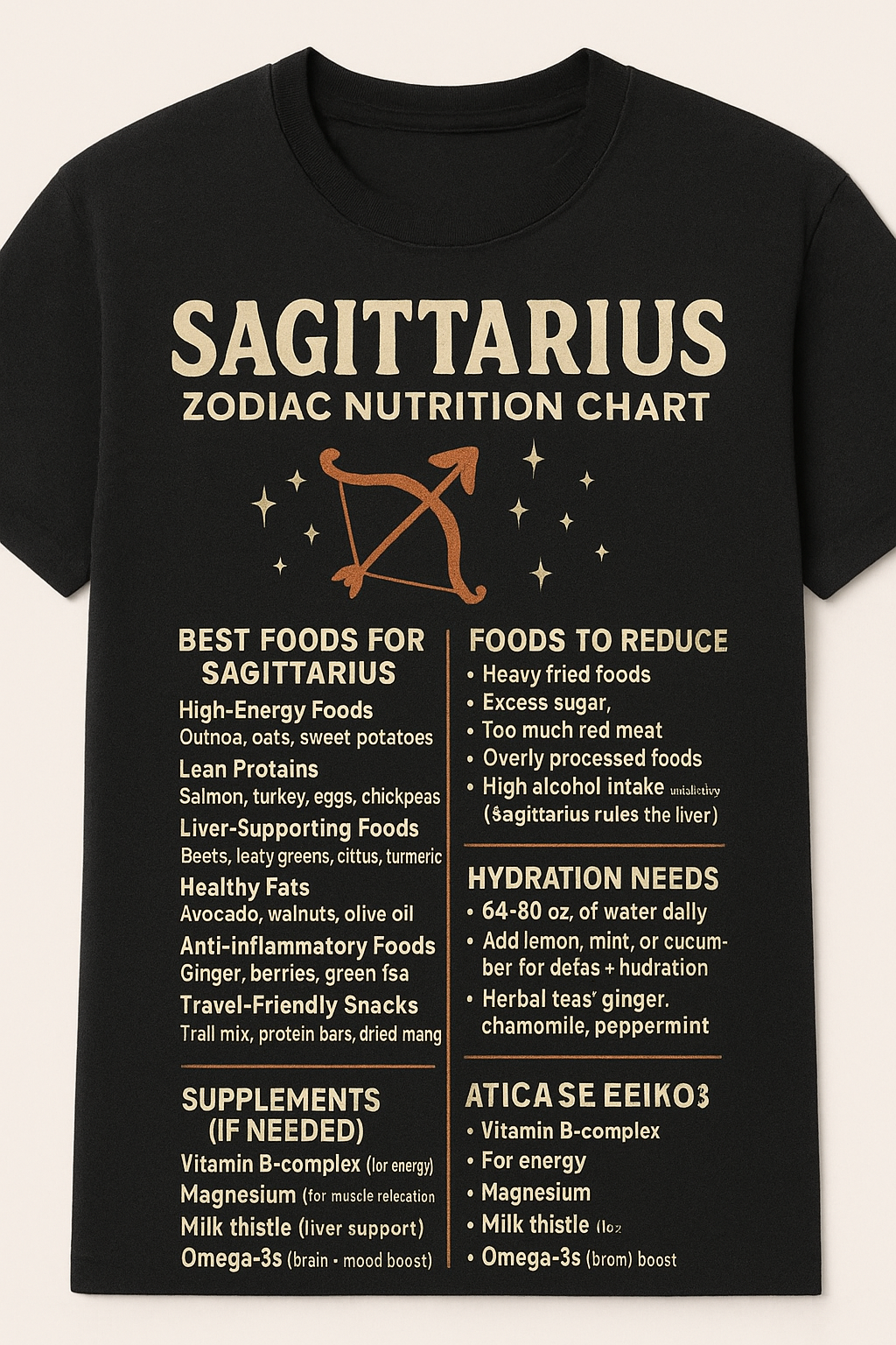 Sagittarius Zodiac Nutrition Chart T-Shirt