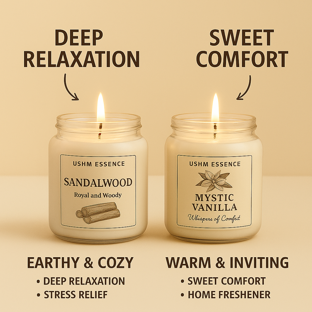 Set of 2 (Mystic Vanilla & Sandalwood) • Pure Soy Wax • Long-Lasting Relaxation