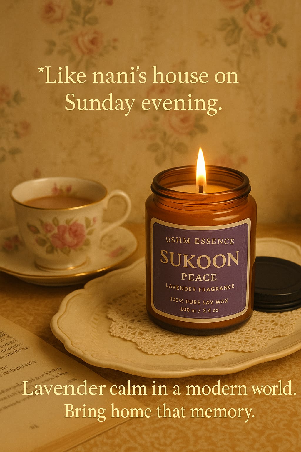 Ushm Essence SUKOON – Aromatherapy Candle for Peaceful Evenings & Mind Relaxation