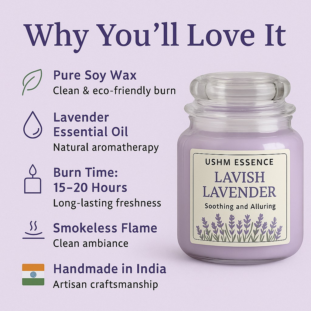Set of 2 Aromatherapy Candles | Vanilla Essence & Lavender Essence • Pure Soy Wax • Handcrafted