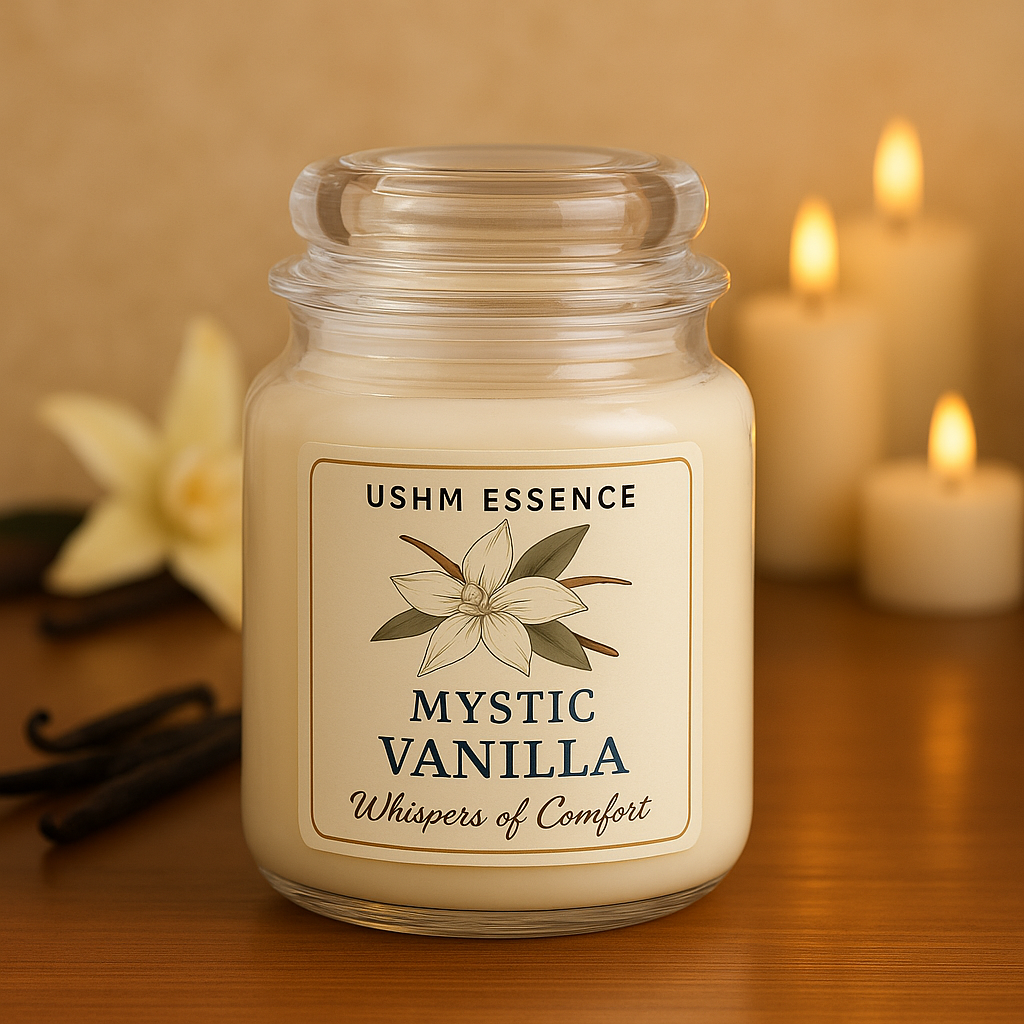 Mystic Vanilla – Warm Aromatherapy Scented Candle | Ushm Essence