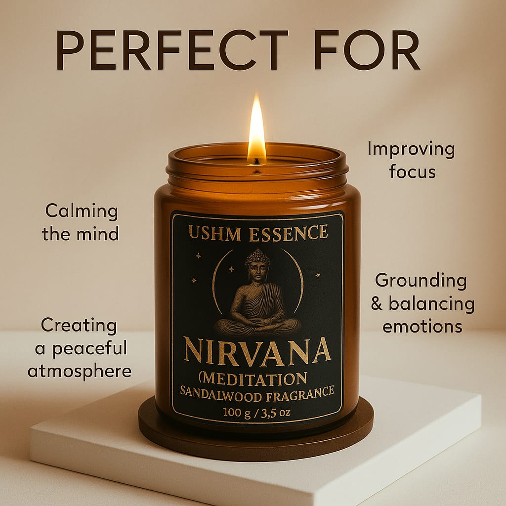 Nirvana – Meditation Aromatherapy Candle for Deep Calm & Inner Balance | Ushm Essence