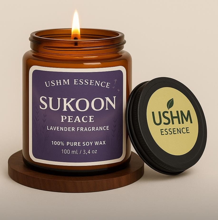 Ushm Essence SUKOON – Aromatherapy Candle for Peaceful Evenings & Mind Relaxation