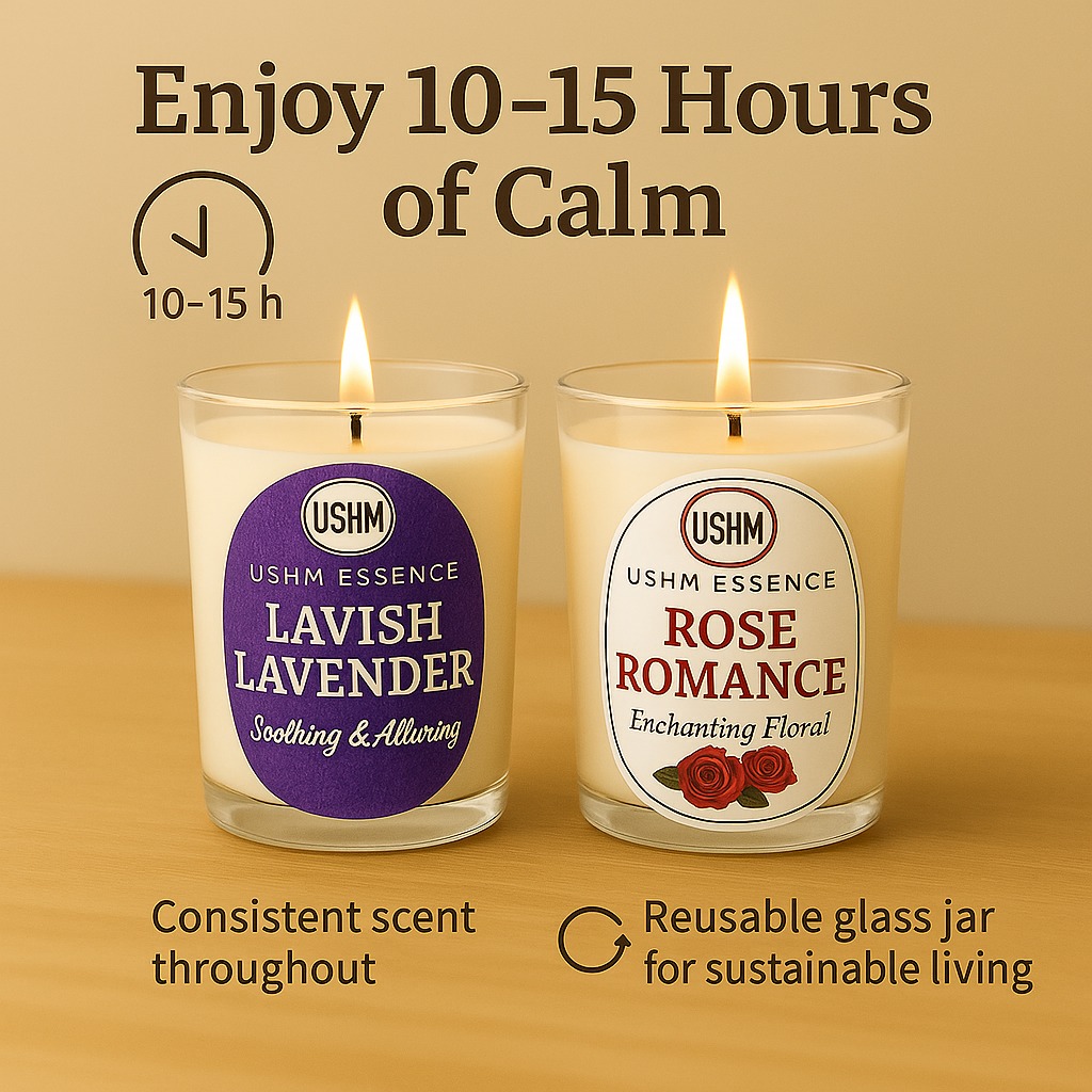 Lavish Lavender & Rose Romance Candle Set | Calm, Inner Peace & Aromatic Romance | 10–15 Hour Burn