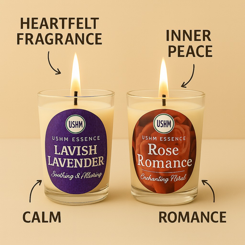 Lavish Lavender & Rose Romance Candle Set | Calm, Inner Peace & Aromatic Romance | 10–15 Hour Burn