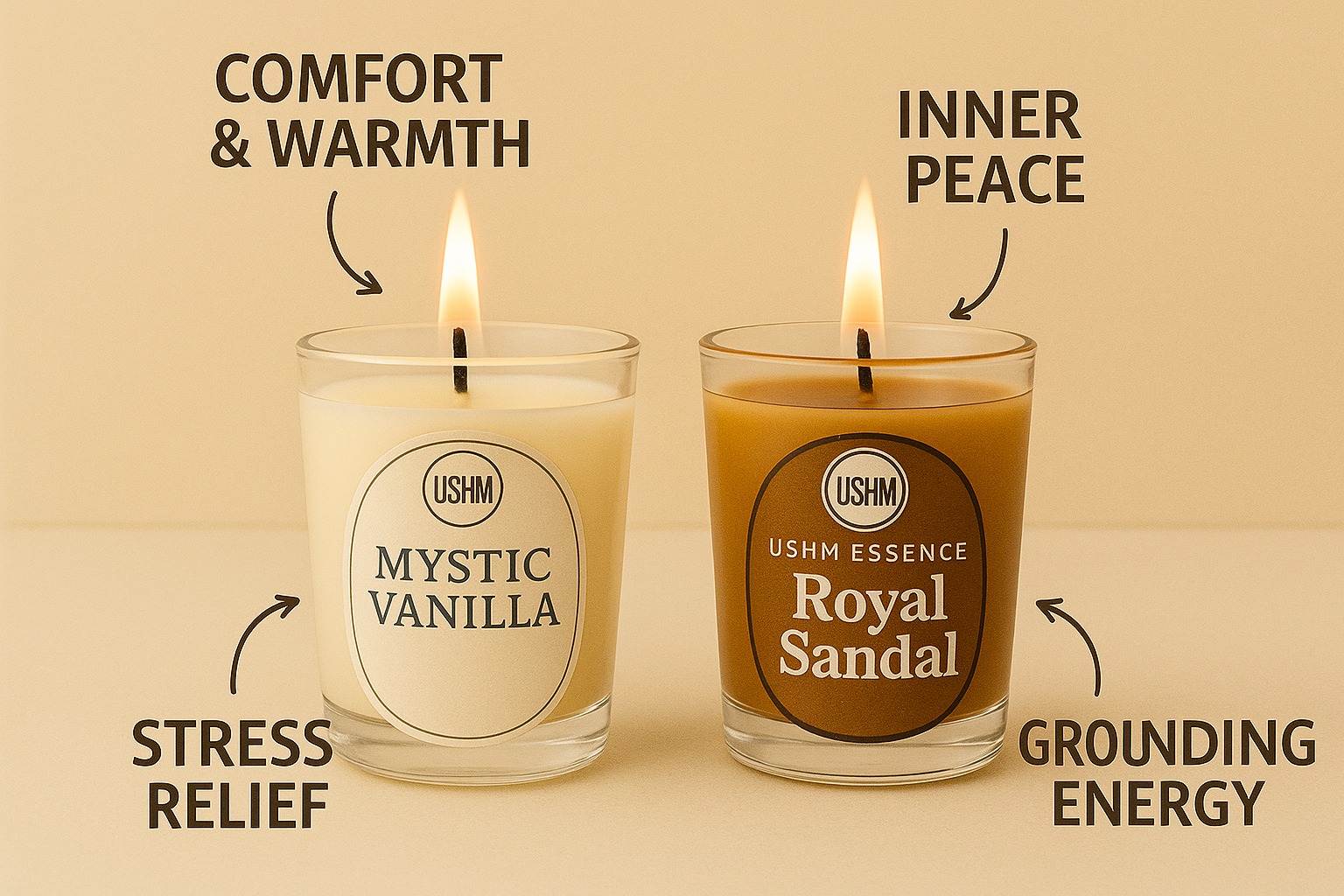 Mystic Vanilla & Royal Sandal Aromatherapy Candle Set | Stress Relief, Comfort & Long-Lasting Calm