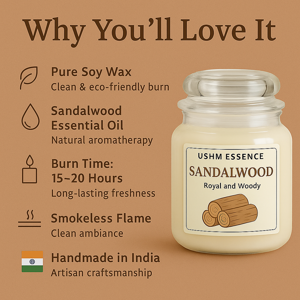 Sacred Sandalwood – Pure, Earthy Aroma | Premium Meditative Candle