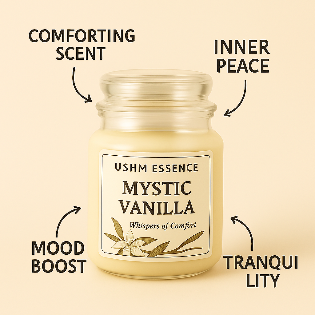 Mystic Vanilla β Warm Aromatherapy Scented Candle | Ushm Essence