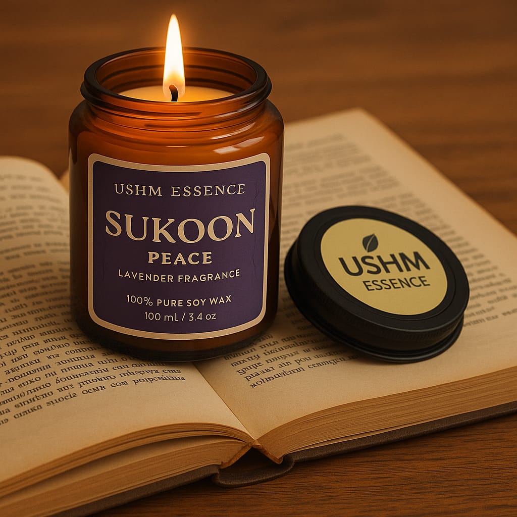 Ushm Essence SUKOON – Aromatherapy Candle for Peaceful Evenings & Mind Relaxation
