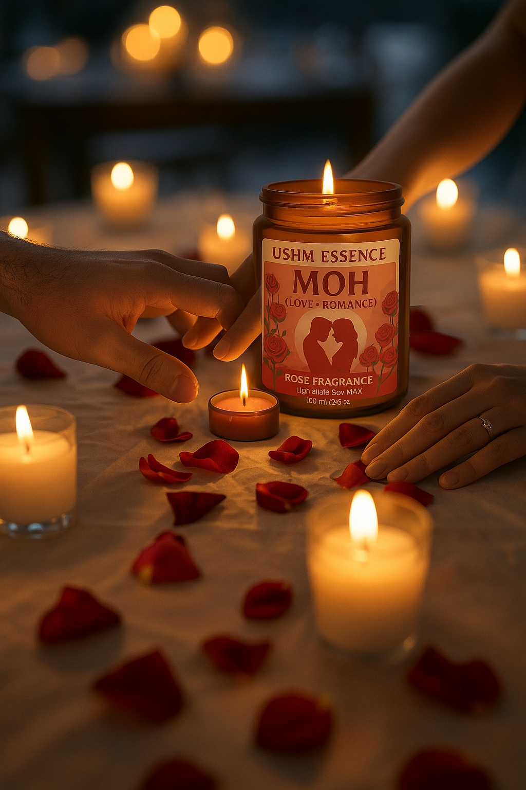 MOH – Premium Rose Scented Candle for Love & Romance | Ushm Essence