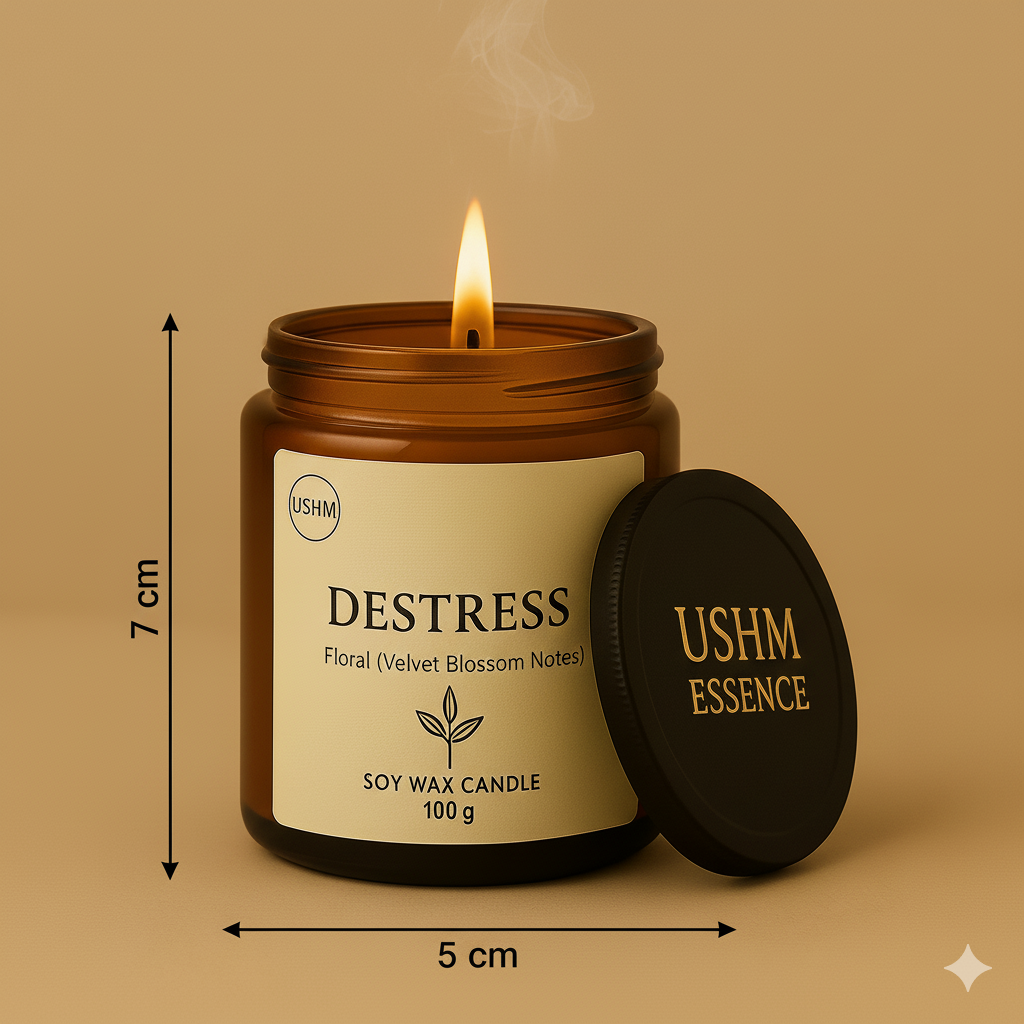 DeStress – Aromatherapy Candle for Relaxation & Emotional Ease | Ushm Essence