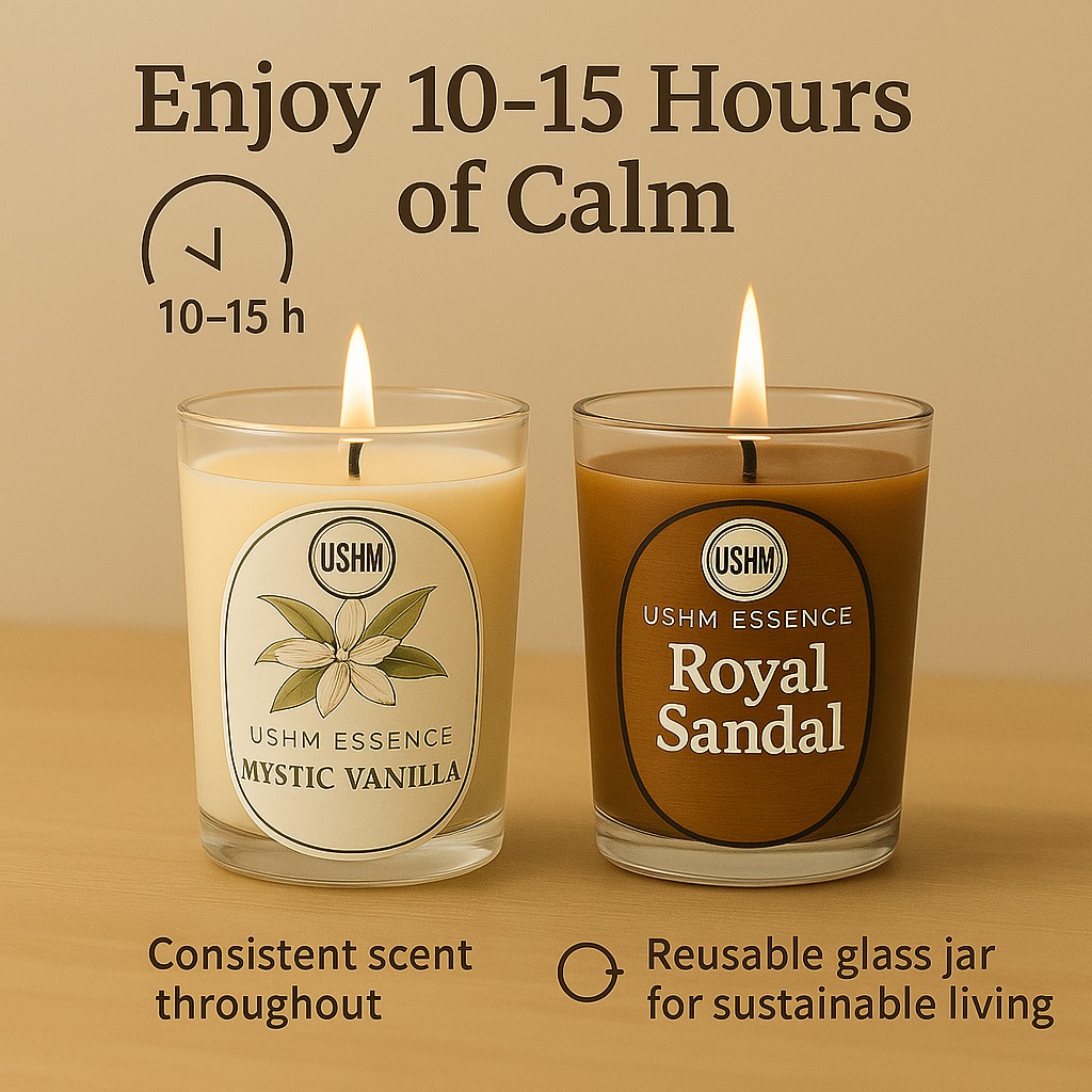 Mystic Vanilla & Royal Sandal Aromatherapy Candle Set | Stress Relief, Comfort & Long-Lasting Calm