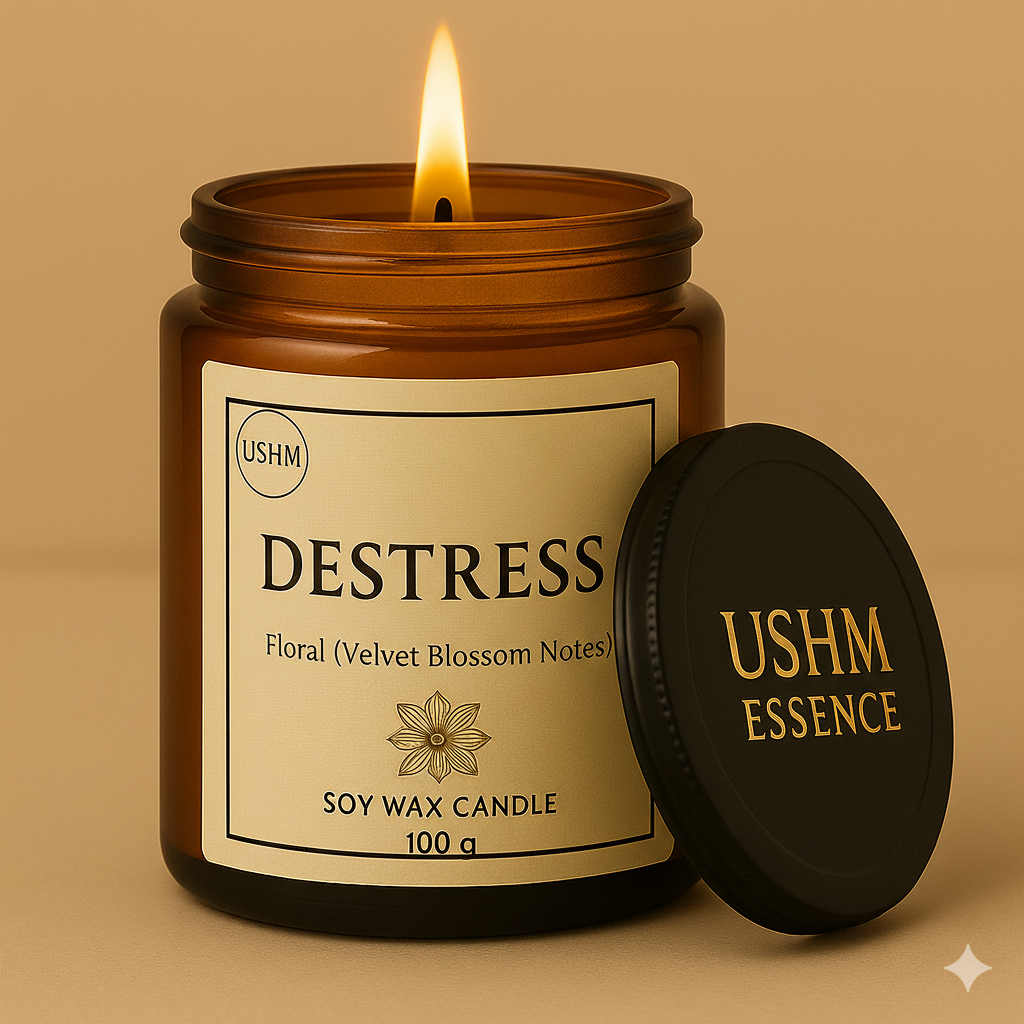 DeStress β Aromatherapy Candle for Relaxation & Emotional Ease | Ushm Essence