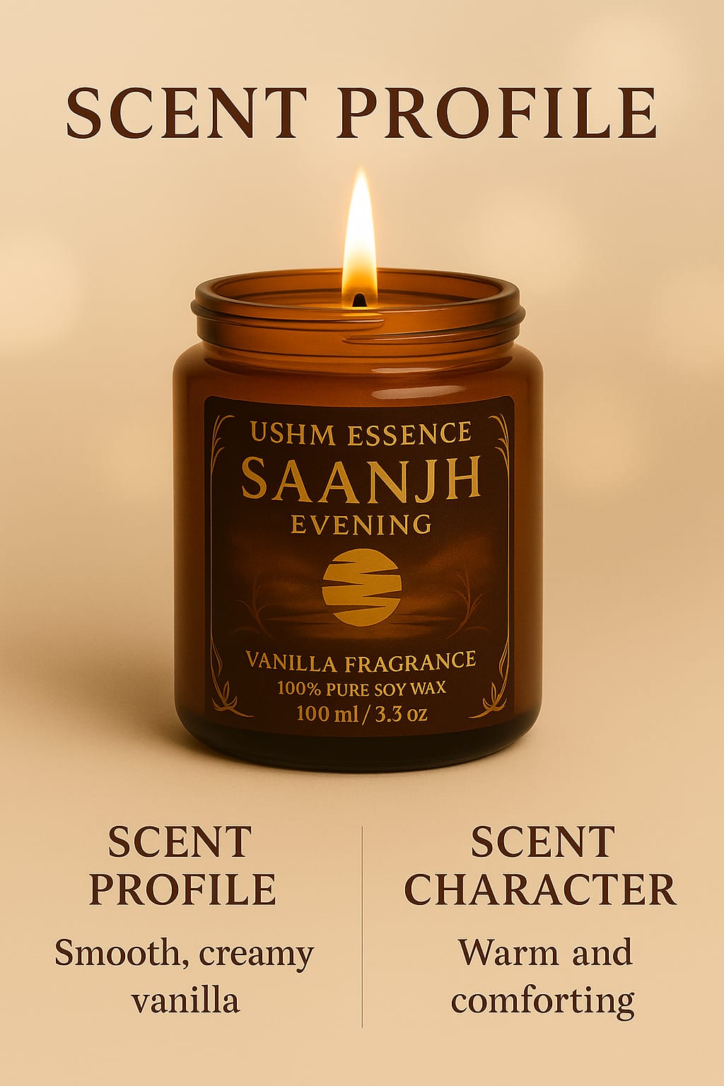 SAANJH Evening Candle | Warm Vanilla Scent for Calm & Comfort