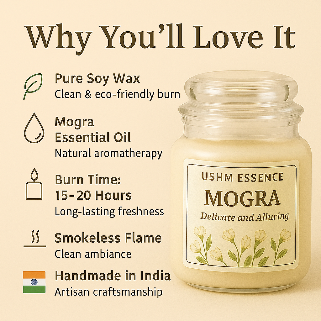 Jasmine Aura – Premium Indian Floral Fragrance Candle