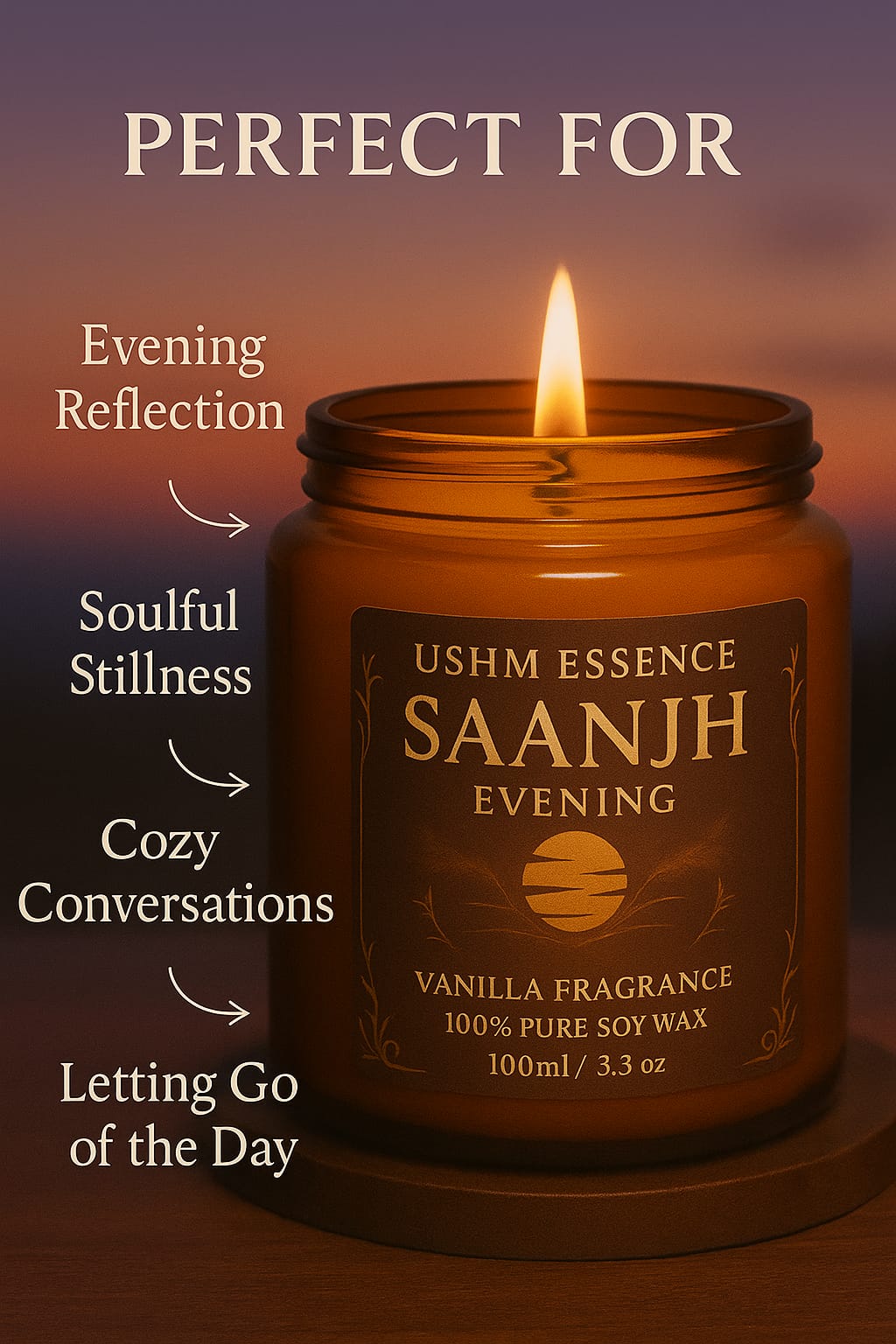 SAANJH Evening Candle | Warm Vanilla Scent for Calm & Comfort