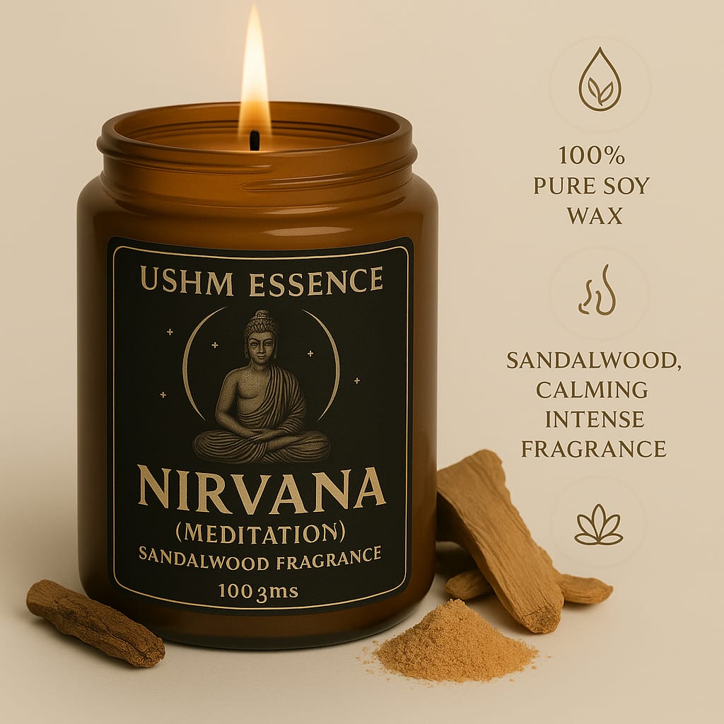 Nirvana – Meditation Aromatherapy Candle for Deep Calm & Inner Balance | Ushm Essence